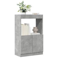 Buffet haut gris béton 63x33x100 cm bois d'ingénierie