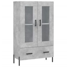 Buffet haut gris béton 69,5x31x115 cm bois d'ingénierie