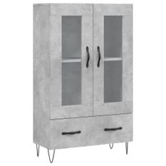 Buffet haut gris béton 69,5x31x115 cm bois d'ingénierie