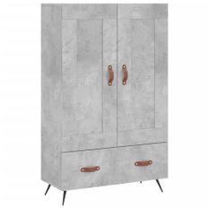 Buffet haut gris béton 69,5x31x115 cm bois d'ingénierie