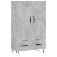 Buffet haut gris béton 69,5x31x115 cm bois d'ingénierie