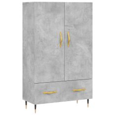 Buffet haut gris béton 69,5x31x115 cm bois d'ingénierie