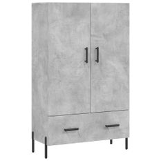 Buffet haut gris béton 69,5x31x115 cm bois d'ingénierie