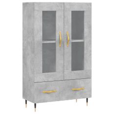 Buffet haut gris béton 69,5x31x115 cm bois d'ingénierie