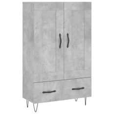 Buffet haut gris béton 69,5x31x115 cm bois d'ingénierie