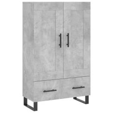 Buffet haut gris béton 69,5x31x115 cm bois d'ingénierie