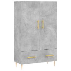 Buffet haut gris béton 69,5x31x115 cm bois d'ingénierie