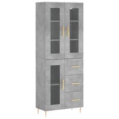 Buffet haut Gris béton 69,5x34x180 cm Bois d'ingénierie