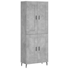 Buffet haut Gris béton 69,5x34x180 cm Bois d'ingénierie