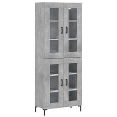 Buffet haut Gris béton 69,5x34x180 cm Bois d'ingénierie