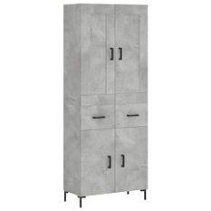 Buffet haut Gris béton 69,5x34x180 cm Bois d'ingénierie
