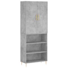 Buffet haut Gris béton 69,5x34x180 cm Bois d'ingénierie