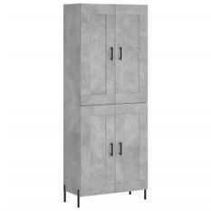 Buffet haut Gris béton 69,5x34x180 cm Bois d'ingénierie