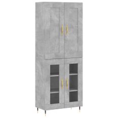 Buffet haut Gris béton 69,5x34x180 cm Bois d'ingénierie