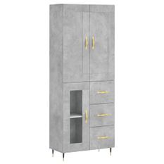 Buffet haut Gris béton 69,5x34x180 cm Bois d'ingénierie