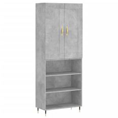 Buffet haut Gris béton 69,5x34x180 cm Bois d'ingénierie