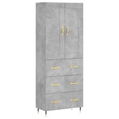 Buffet haut Gris béton 69,5x34x180 cm Bois d'ingénierie