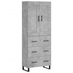 Buffet haut Gris béton 69,5x34x180 cm Bois d'ingénierie