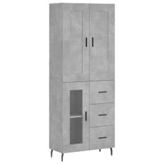 Buffet haut Gris béton 69,5x34x180 cm Bois d'ingénierie