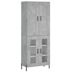 Buffet haut Gris béton 69,5x34x180 cm Bois d'ingénierie