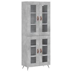 Buffet haut Gris béton 69,5x34x180 cm Bois d'ingénierie