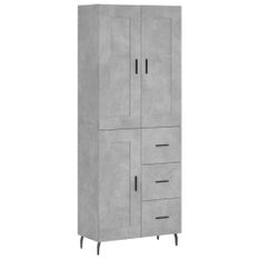 Buffet haut Gris béton 69,5x34x180 cm Bois d'ingénierie