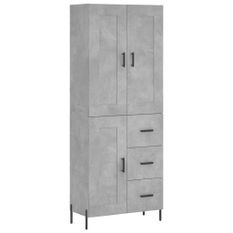 Buffet haut Gris béton 69,5x34x180 cm Bois d'ingénierie