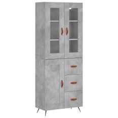 Buffet haut Gris béton 69,5x34x180 cm Bois d'ingénierie