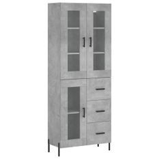 Buffet haut Gris béton 69,5x34x180 cm Bois d'ingénierie