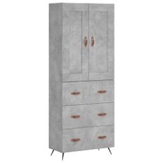 Buffet haut Gris béton 69,5x34x180 cm Bois d'ingénierie