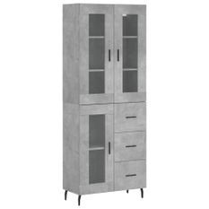 Buffet haut Gris béton 69,5x34x180 cm Bois d'ingénierie