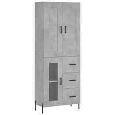 Buffet haut Gris béton 69,5x34x180 cm Bois d'ingénierie