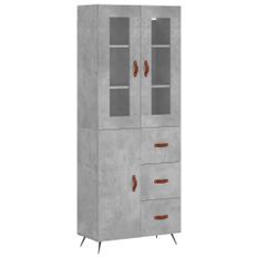 Buffet haut Gris béton 69,5x34x180 cm Bois d'ingénierie