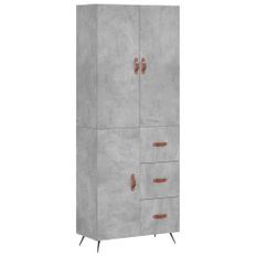 Buffet haut Gris béton 69,5x34x180 cm Bois d'ingénierie