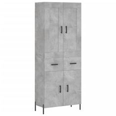 Buffet haut Gris béton 69,5x34x180 cm Bois d'ingénierie