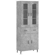 Buffet haut Gris béton 69,5x34x180 cm Bois d'ingénierie