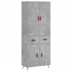 Buffet haut Gris béton 69,5x34x180 cm Bois d'ingénierie