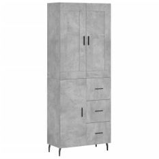 Buffet haut Gris béton 69,5x34x180 cm Bois d'ingénierie