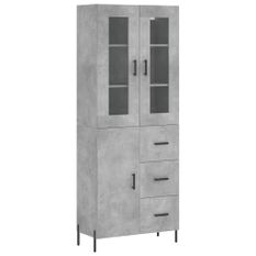 Buffet haut Gris béton 69,5x34x180 cm Bois d'ingénierie