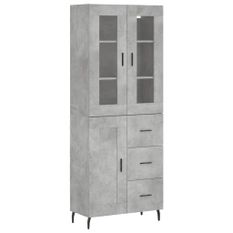 Buffet haut Gris béton 69,5x34x180 cm Bois d'ingénierie