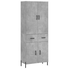 Buffet haut Gris béton 69,5x34x180 cm Bois d'ingénierie