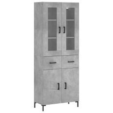 Buffet haut Gris béton 69,5x34x180 cm Bois d'ingénierie