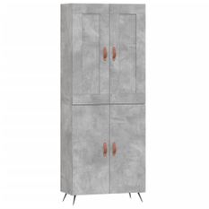 Buffet haut Gris béton 69,5x34x180 cm Bois d'ingénierie