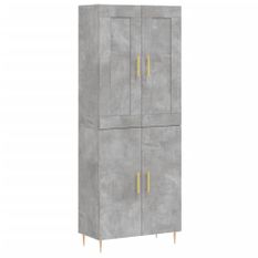Buffet haut Gris béton 69,5x34x180 cm Bois d'ingénierie