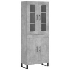 Buffet haut Gris béton 69,5x34x180 cm Bois d'ingénierie