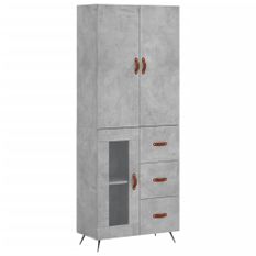 Buffet haut Gris béton 69,5x34x180 cm Bois d'ingénierie