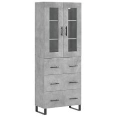 Buffet haut Gris béton 69,5x34x180 cm Bois d'ingénierie