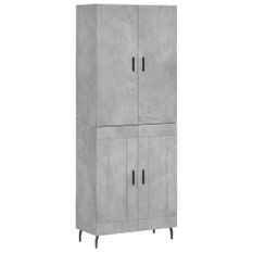 Buffet haut Gris béton 69,5x34x180 cm Bois d'ingénierie