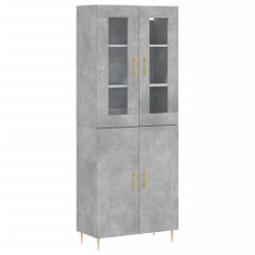 Buffet haut Gris béton 69,5x34x180 cm Bois d'ingénierie