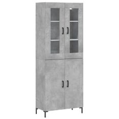 Buffet haut Gris béton 69,5x34x180 cm Bois d'ingénierie